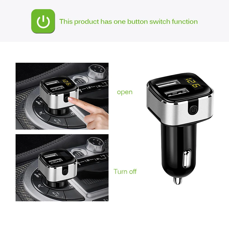 Powstro Dual USB 5 В 3.1A автомобильное зарядное устройство USB зарядное устройство светодиодный дисплей с выключателем питания вольтметр Обнаружение тока для samsung Galaxy
