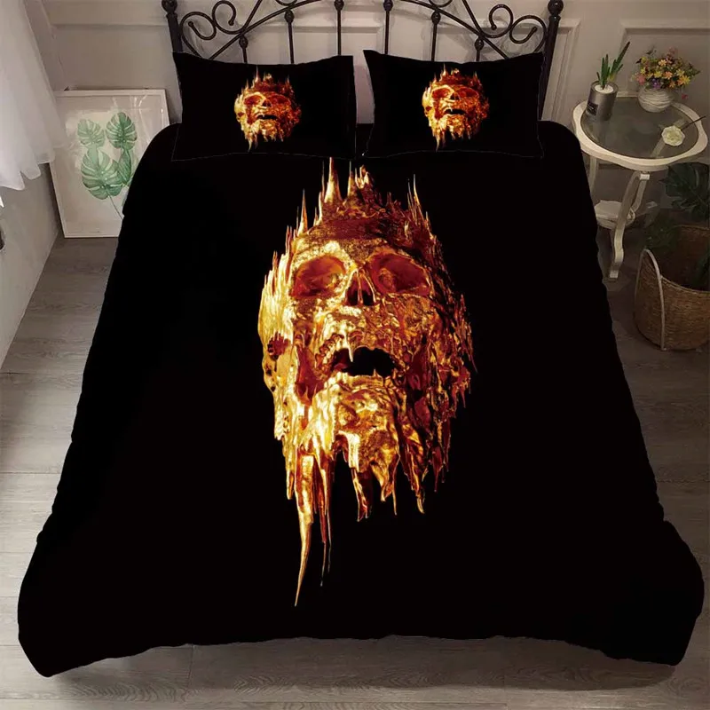 

Hot 3D skull bedding 2/3pcs set full size bedding sugar skull bedding set king size