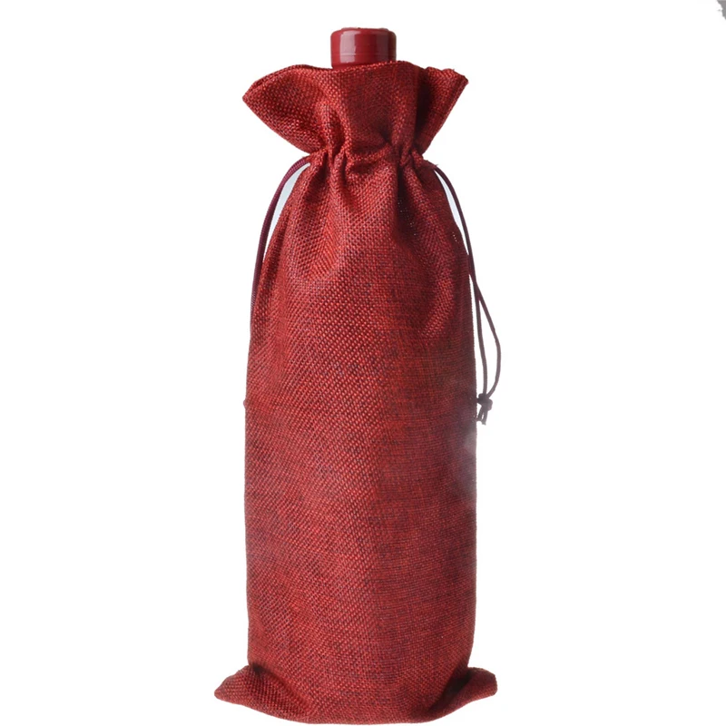 

750ml Wine Bottle Cover 15x35cm Jute Wine Packaging Bag Linen Champagne Bottle Covers Wedding Party Decoration Gift Storage Bag