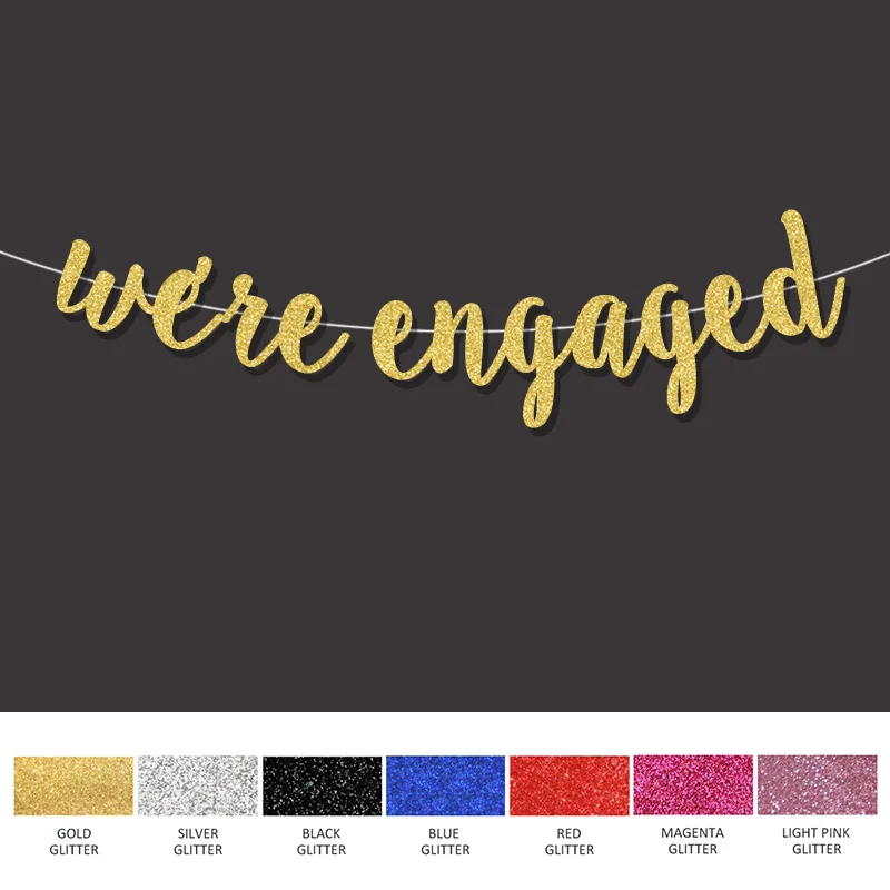 

we're engaged banner wedding decorations gold/silver signs bridal shower photo prop backdrop engagement party decor