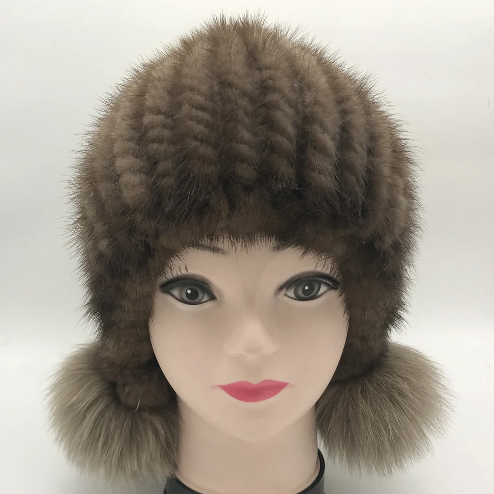 2020 Лидер продаж меховая шапка из натуральной норки с помпоны лисьего меха Для