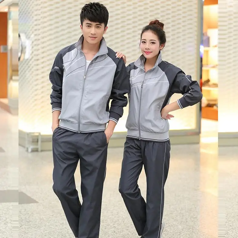 women gray suits Новинка, мужские тренировочные комплекты, комплект спортивной одежды для спортзала, ветронепроницаемые костюмы для настольного тенниса, бадминтона, спортивные костюмы для занятий спортом, бега, пробежки, костюмы для бега - Цвет: women gray suits