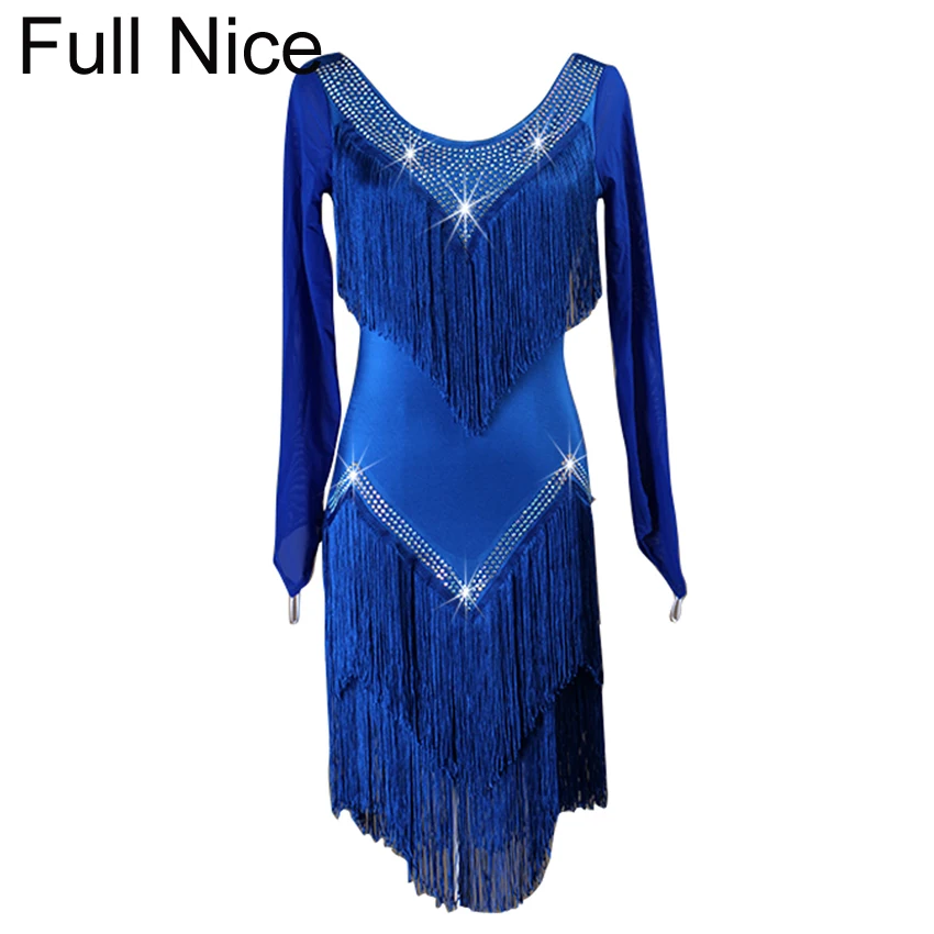 Платье с кисточками для латинских танцев цельнокроеное платье женщин и девочек