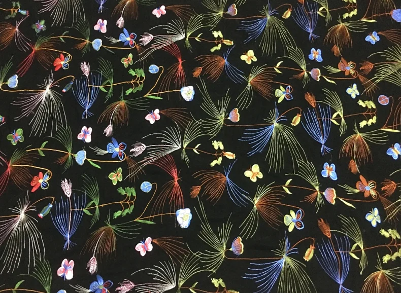 Черно-белая шифоновая черная вышитая бабочка кружевная сетчатая ткань для