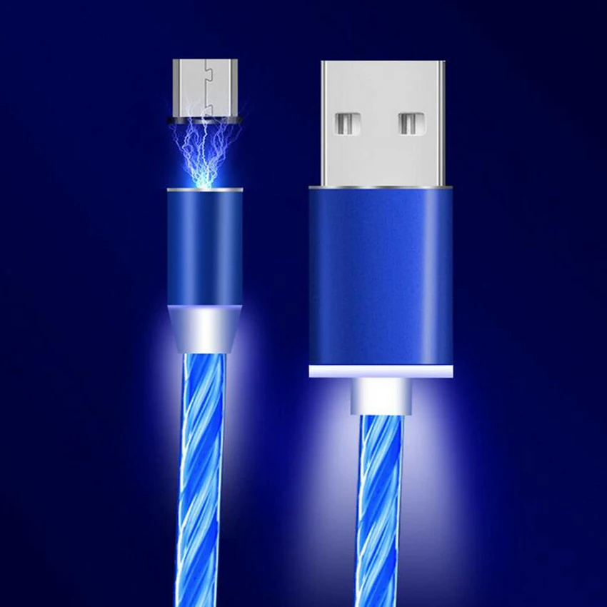 LED Flash Light Magnetic USB Type C Cable Fast Charging Data Cable Charger USB C Cable For XiaoMi Huawei Samsung S9 Oneplus 6T