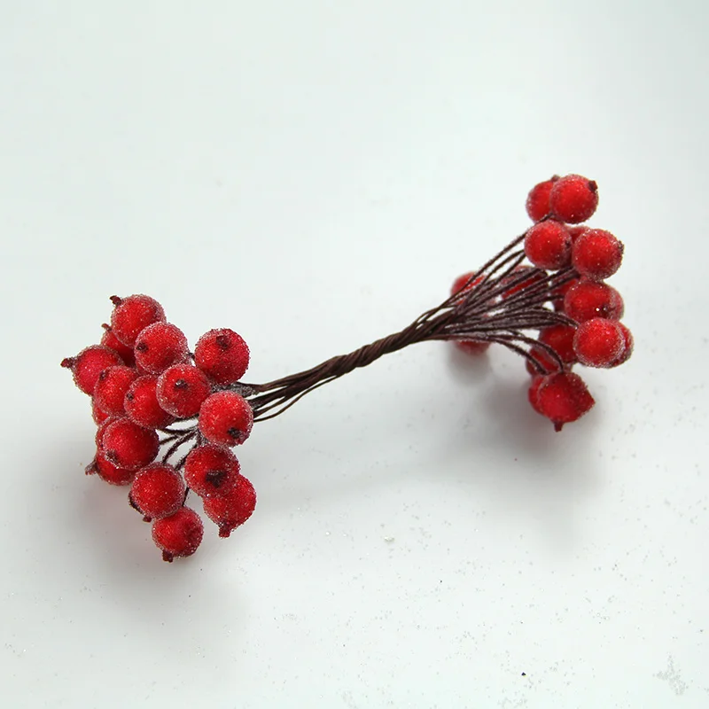 red Букет из красной вишни, искусственный мини-фруктовый цветок, ягоды, рождественские украшения, 20 шт/40 голов - Цвет: red