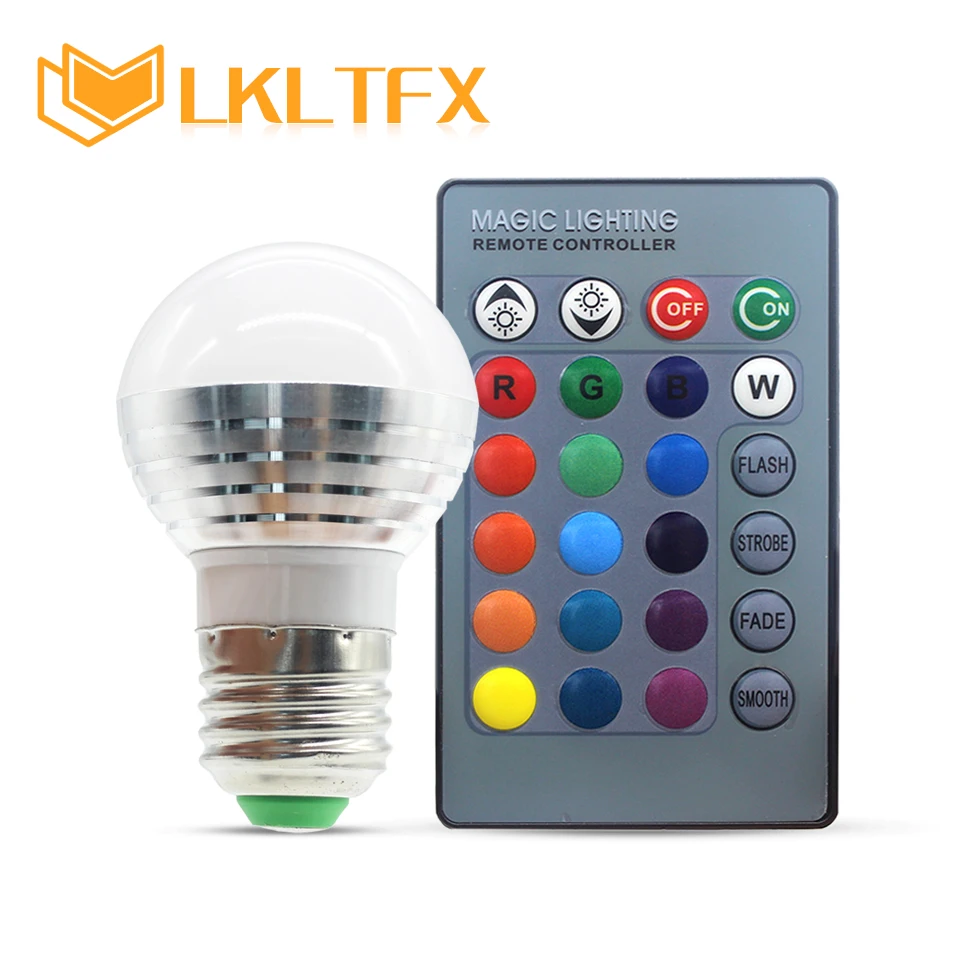 Светодиод LKLTFX E27 16 меняющихся цветов волшебная лампа RGB 85 265 в 110 В 120 220
