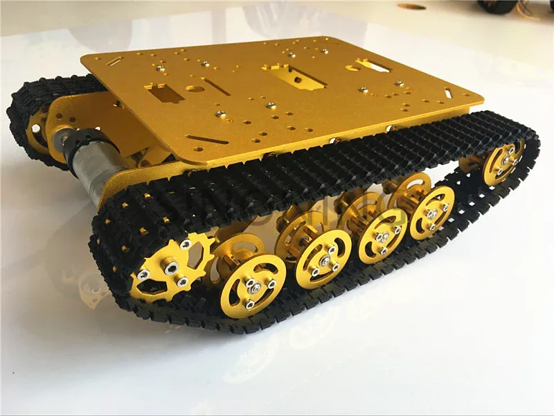 Металлическое шасси для танков-роботов золотисто-желтое гусеничной Подвески