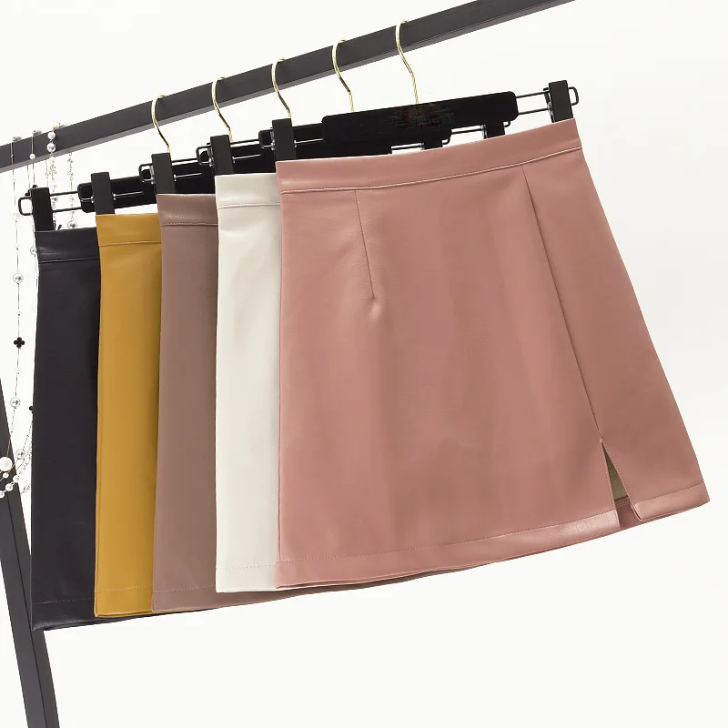 Молодой гы 2018 осень-зима версия Высокая Талия ПУ кожаные юбки женские элегантные