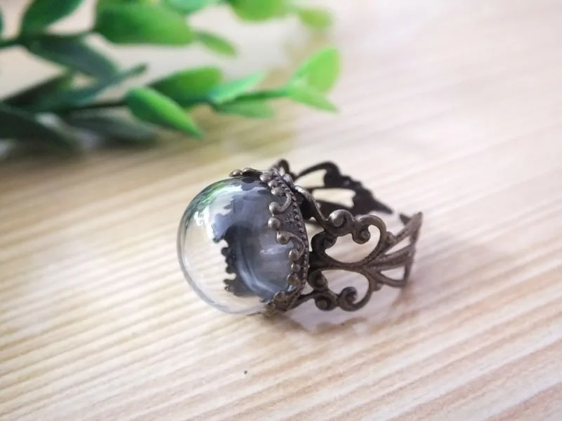 5 комплектов 15 мм Маленькая полукруглая стеклянная бутылка с античной бронзовой