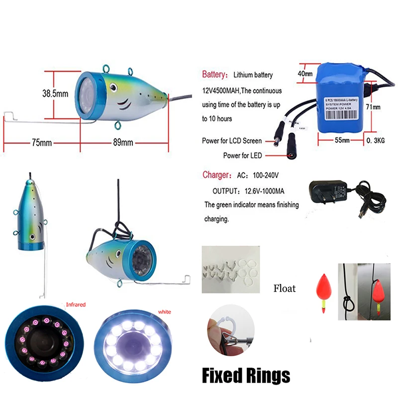 DV3524 подводная камера для рыбалки 1000TVL рыболокатор инфракрасные камеры Led 15 м