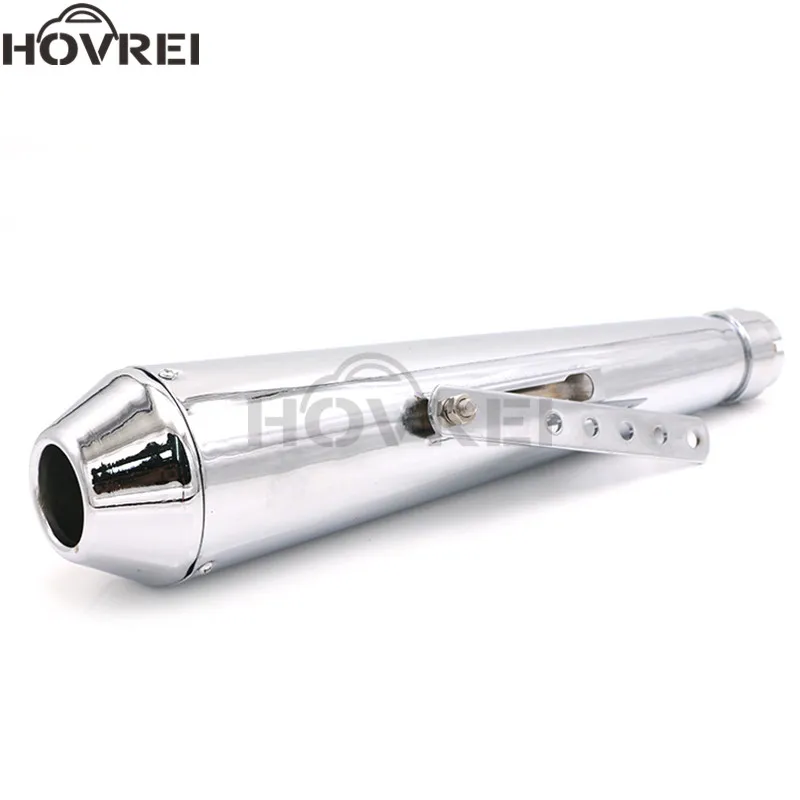 Universal retro Motorcycle Cafe Racer Exhaust Pipe with Sliding Bracket Antique Muffler pipe For Harley Custom | Автомобили и