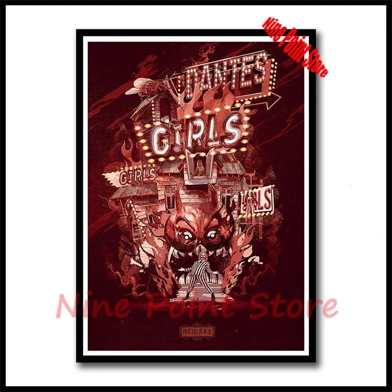 Classic horror film Beetlejuice Coated paper Poster Home Wall Decor Paingting Sticker Bar Children Room 42*30cm | Дом и сад