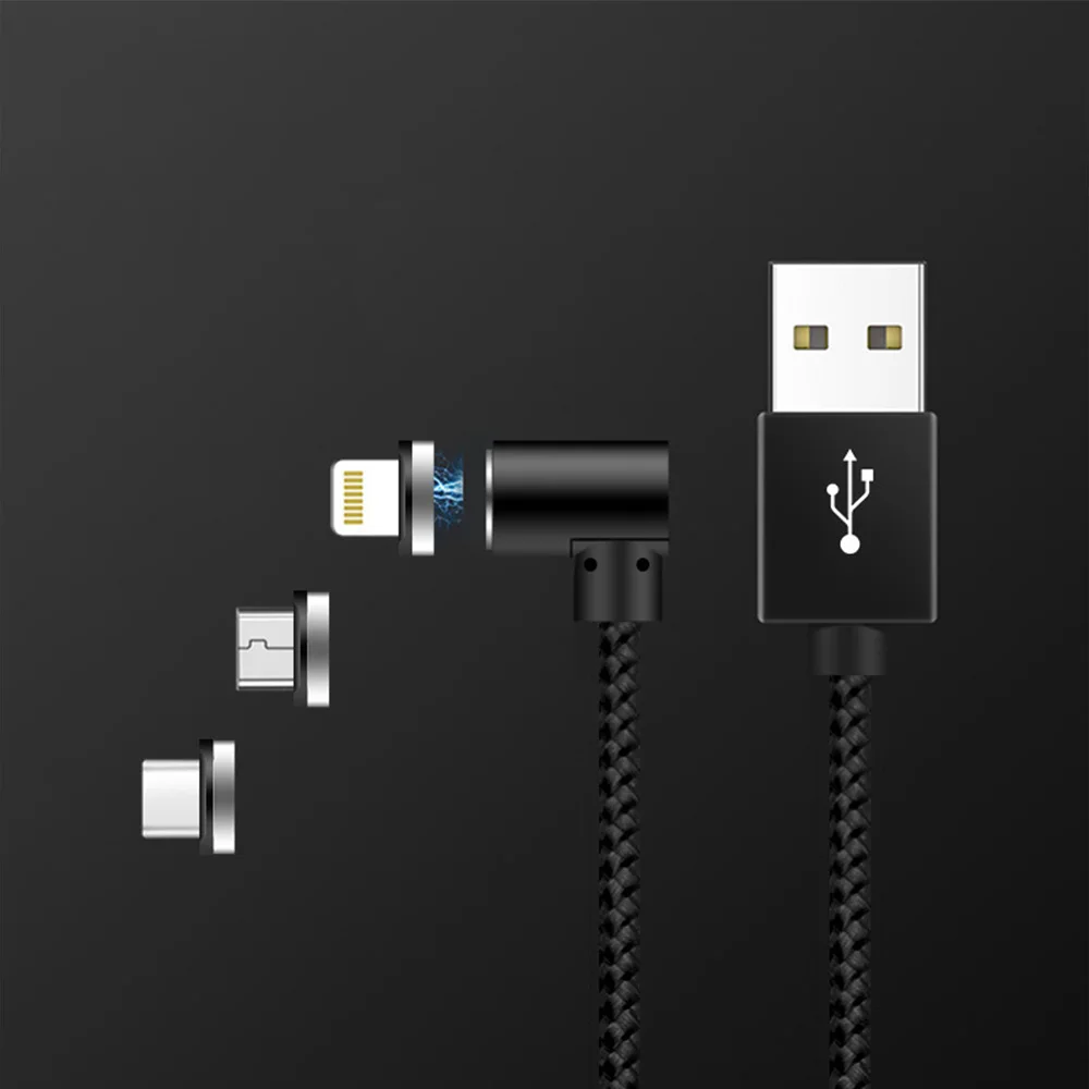 Магнитный Кабель 90 градусов L Тип зарядки Type C Micro Usb для IPhone 7 X Galaxy S9 Xiaomi mi 8 Redmi Note 5