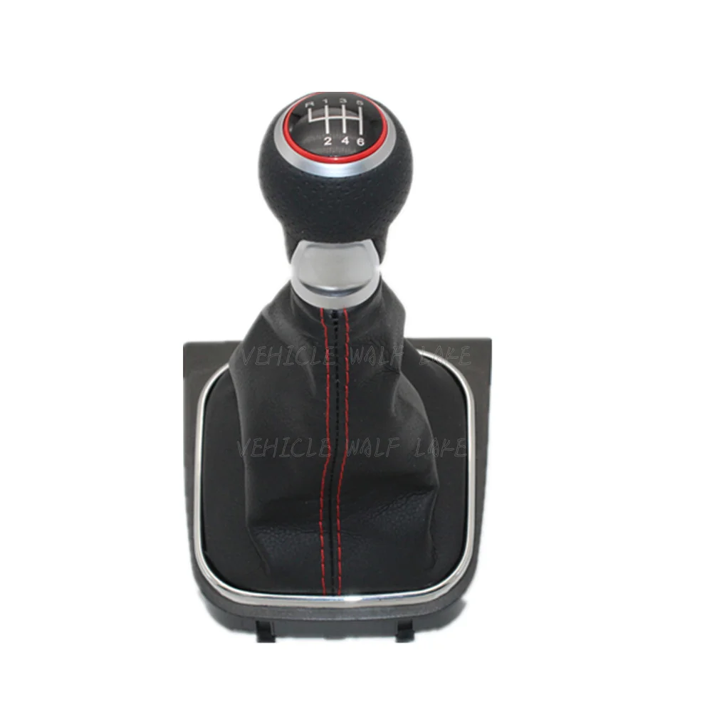 Для VW Scirocco 2009 2010 2011 2012 2013 автомобильный-stying 6 Скорость на палке с машинкой Шестерни рукоятка рычага переключения передач с кожаные ботинки красная линия