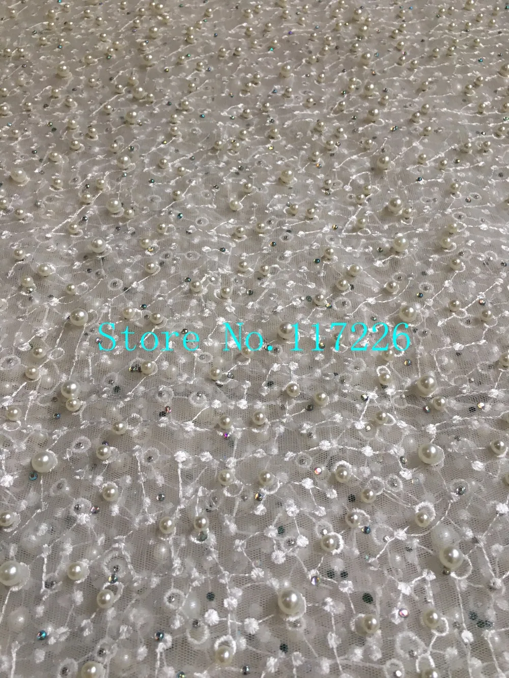 pretty JRB-103004 embroidered lace fabric top quality tulle mesh with a lot of beads for party dress | Дом и сад