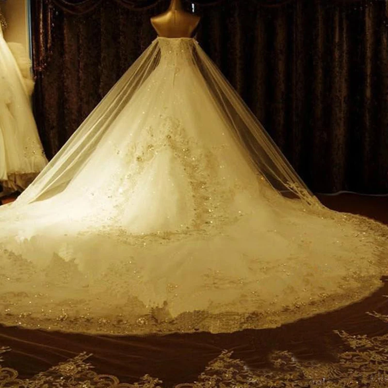 Роскошные хрустальные свадебные платья бальное платье кружевное Соборное