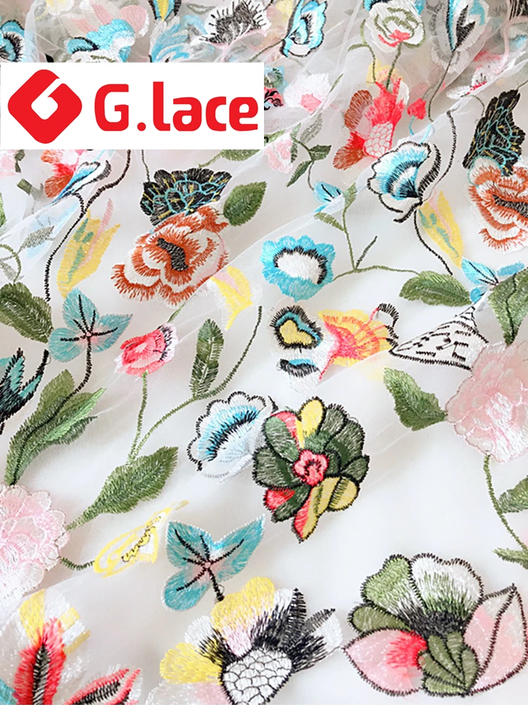 GLace 1Y/лот разноцветное пасторальное 1 3 м широкое вышитое кружевное платье