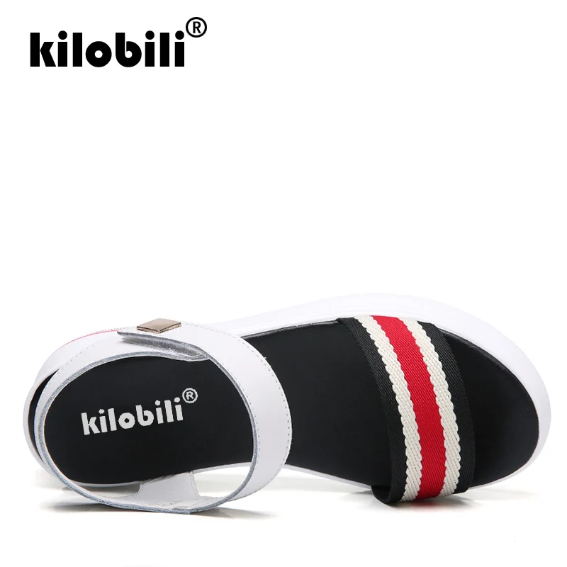 Kilobili/2019 Летние кожаные женские сандалии гладиаторы обувь на платформе