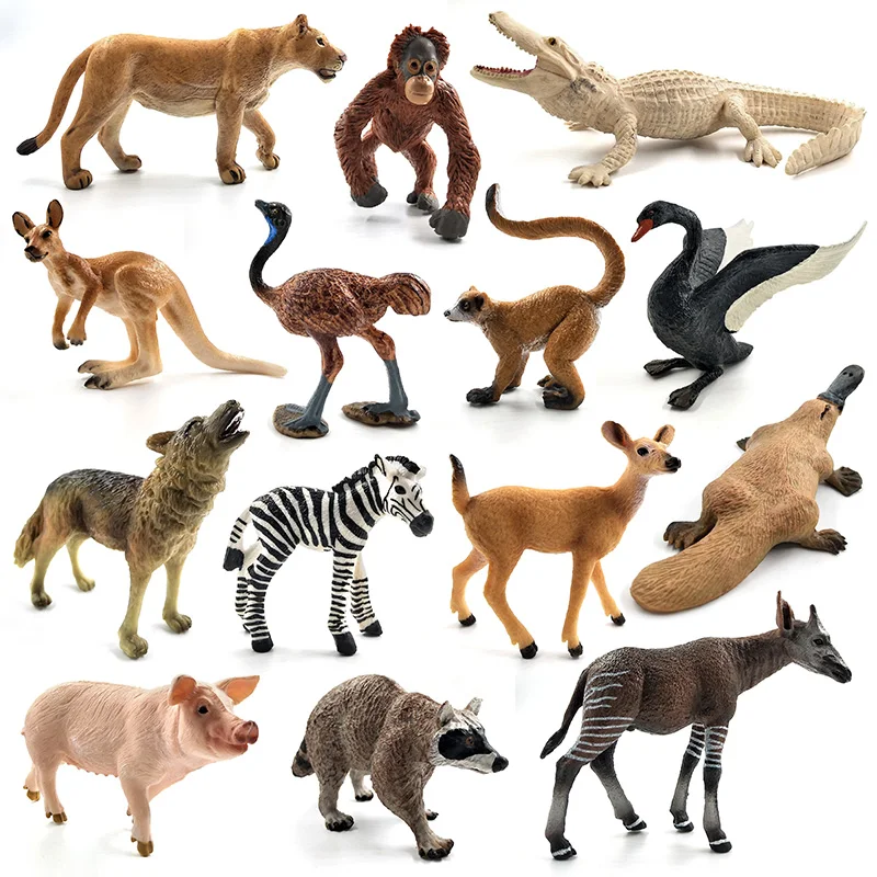 Страусиная фигура Meerkat Okapi лебедь волчок Крокодиловая платформа модель животного
