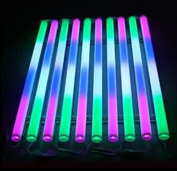 50 шт./лот светодиодная цифровая трубка RGB Led ламповый светильник 6 пикселей 12 Вт Светодиодная трубка 8 пикселей для украшения зданий+ адаптер питания+ contro