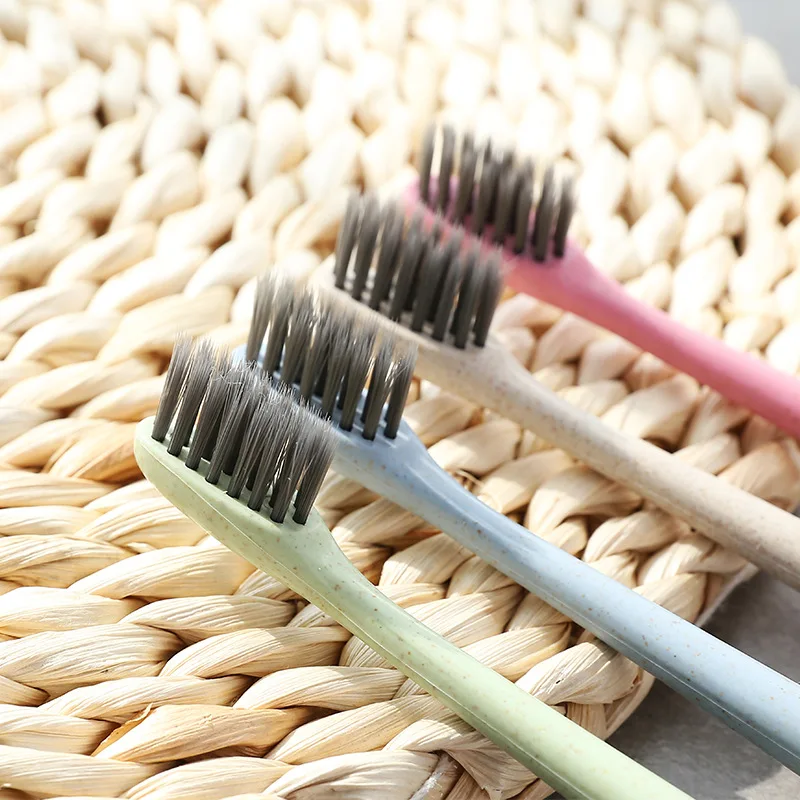 New 1Pc Creative Adult Soft Toothbrush Portable Wheat Straw Tooth Cleaning Charcoal Bristle Brush with Travel Storage Case | Красота и