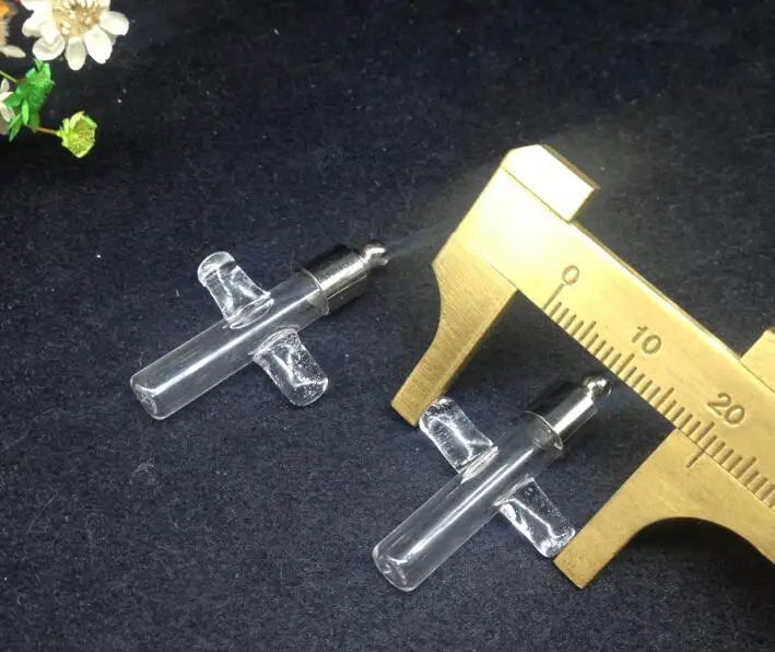 100pcs 36.5*20.5*6mm wholesale SCREW CAP cross glass vial pendant wish bottle perfume essential oil name on rice | Дом и сад