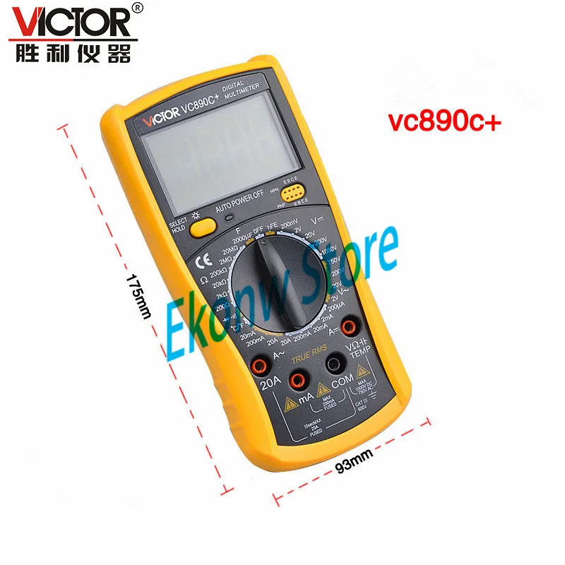 Профессиональный VICTOR VC890C + цифровой мультиметр истинный RMS 2000 мкФ Конденсатор
