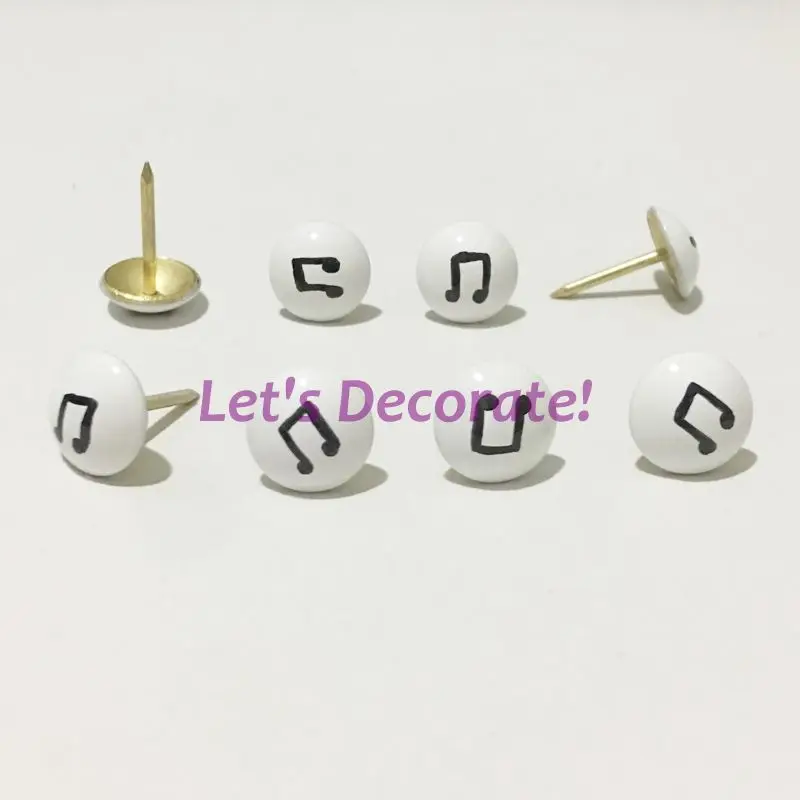 100 шт Белый Цвет напечатанные с ручной росписью черные музыкальные декоративные