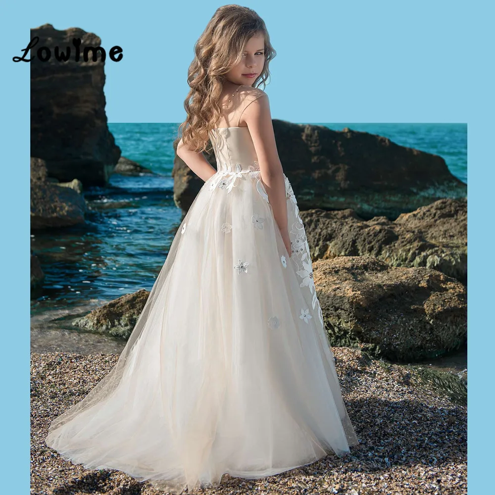 Красивое кружевное платье с цветочным узором для девочек на свадьбу Primera Comunion