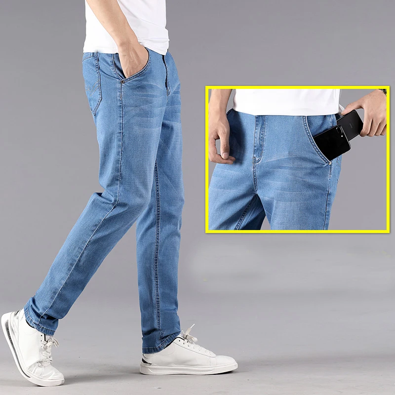2 вида цветов классический стиль мужские тонкие джинсы лето новый высокое