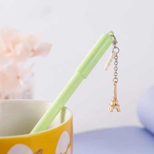 green 1pcs Корейский Творческий милый Эйфелева башня гелевая ручка с чернилами Париж каваи кулон канцелярский магазин вещь школьные офисные аксессуары Поставка Bts - Цвет: green 1pcs