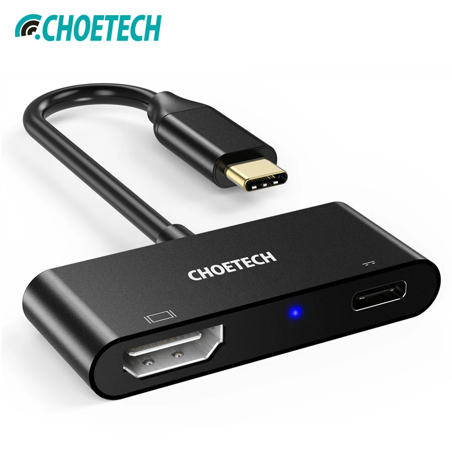 CHOETECH USB C to HDMI Adapter With Type PD Charging Port Supports 4K@60Hz For Samsung Galaxy S9 Plus 2017/2016 MacBook Pro |