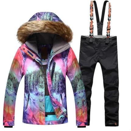 

GSOU SNOW 2017 New Women's Winter Ski Suit Outdoor Windproof Warm Thickened Waterproof Breathable Ski Jacket+Ski Pants