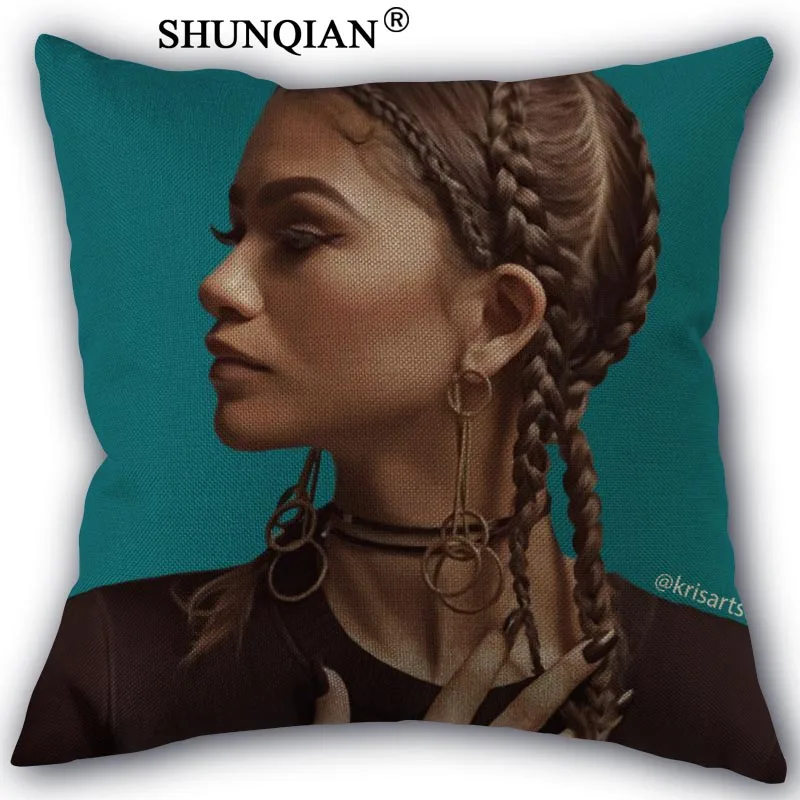 Pillowcase Наволочка "Зендая" хлопковые льняные квадратные Наволочки на молнии уникальный дизайн настроить вашу картинку 45x45 см с одной стороны - Цвет: Pillowcase