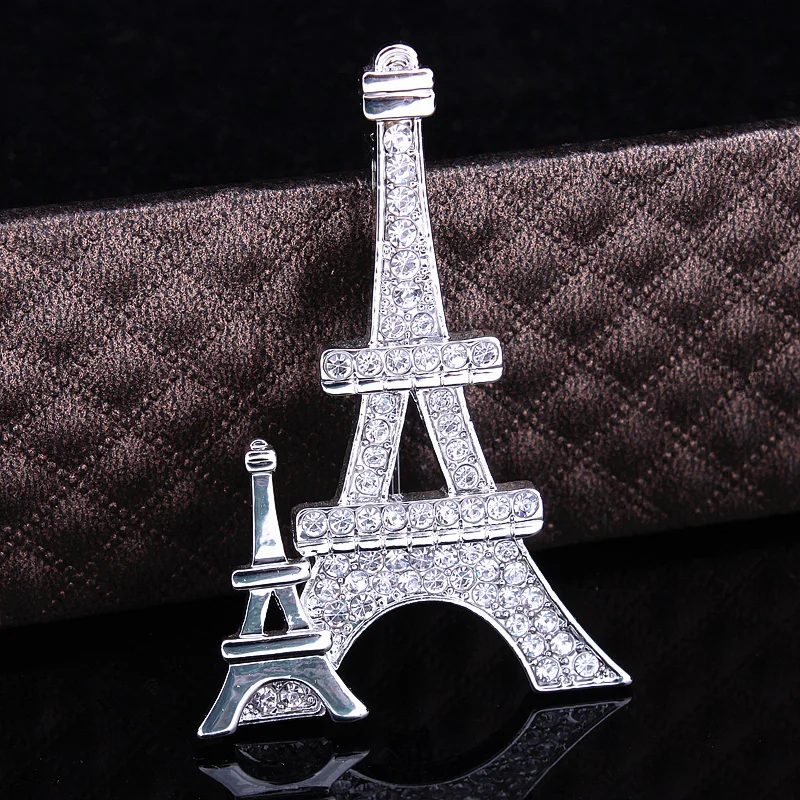 Новые модные броши Классическая Брошь Стразы с кристаллами Эйфелева башня