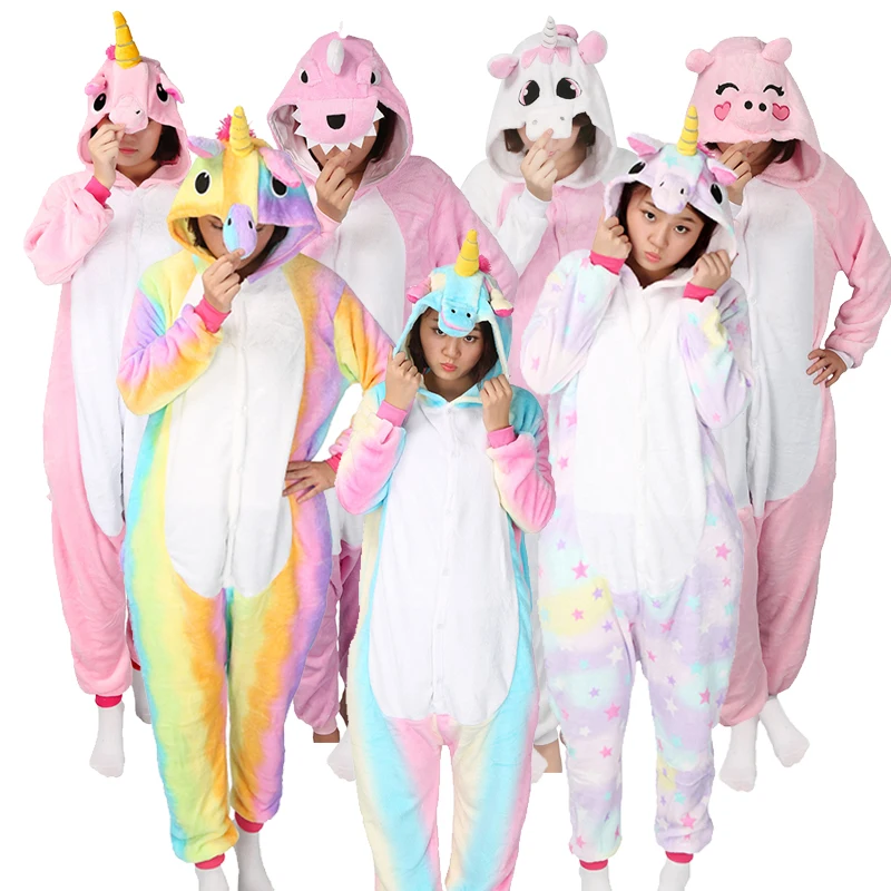пижама кигуруми Женские Длинные рукава пижамный комплект Единорог Onesies Домашняя