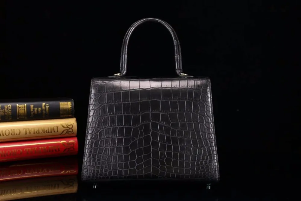 Hot selling style 100% Real/Genuine Crocodile belly Skin Leather tote shoulder bag medium size top handle cute women | Багаж и сумки