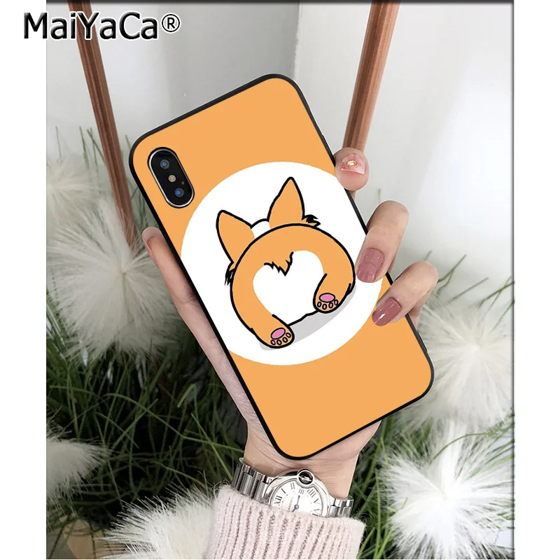 A16 Силиконовый мягкий черный чехол для телефона MaiYaCa с милым рисунком собаки корги для Apple iPhone 8 7 6 6S Plus X XS MAX 5 5S SE XR - Цвет: A16