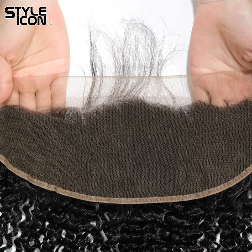 Styleicon курчавые пучки с закрытием вьющиеся человеческие волосы фронтальной
