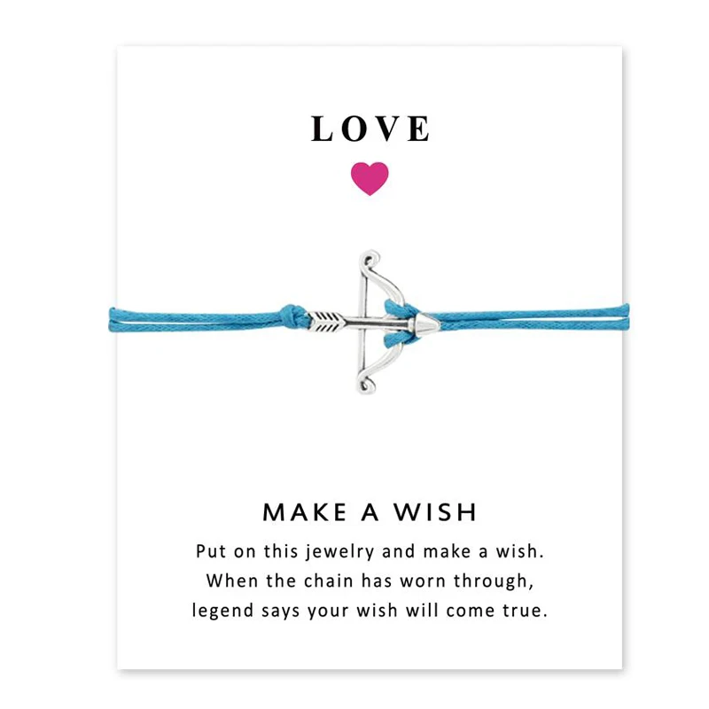 Arrow Charm Bracelet Women Men Lovers' Couple Bracelets Wish Card Jewelry Red String Adjustable Braided Pulseras | Украшения и