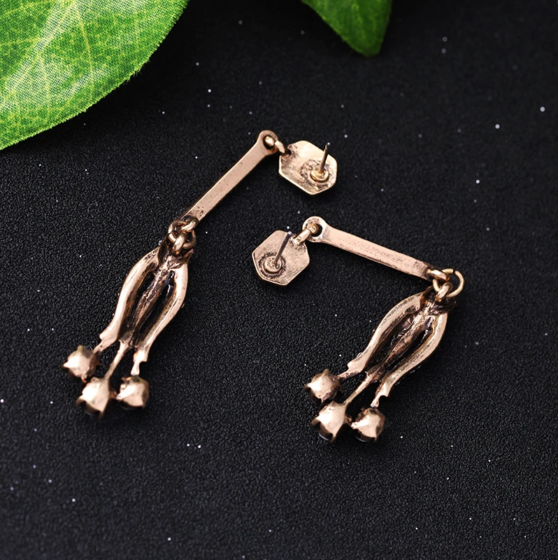 Новое поступление 2017 года кристалл бутон цветка долго кулон Серьги Античное