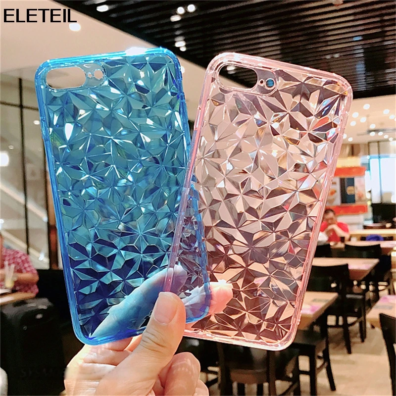 ELETEIL 3D Diamond градиент чехол для iPhone X мобильный мягкий телефона Вернуться ТПУ 7 6 6s 8