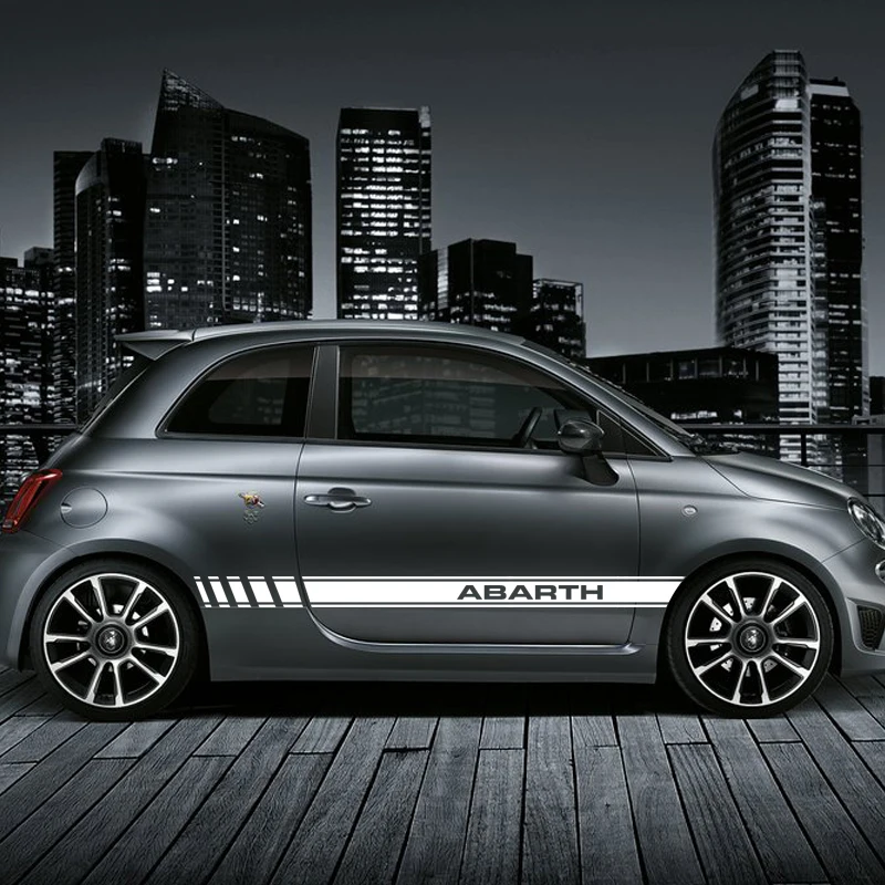 1 пара 2 сторонних виниловых стильных наклеек для автомобиля Abarth боковые полоски для юбки наклейки Обертывания Наклейки для тела s графика для FIAT 500