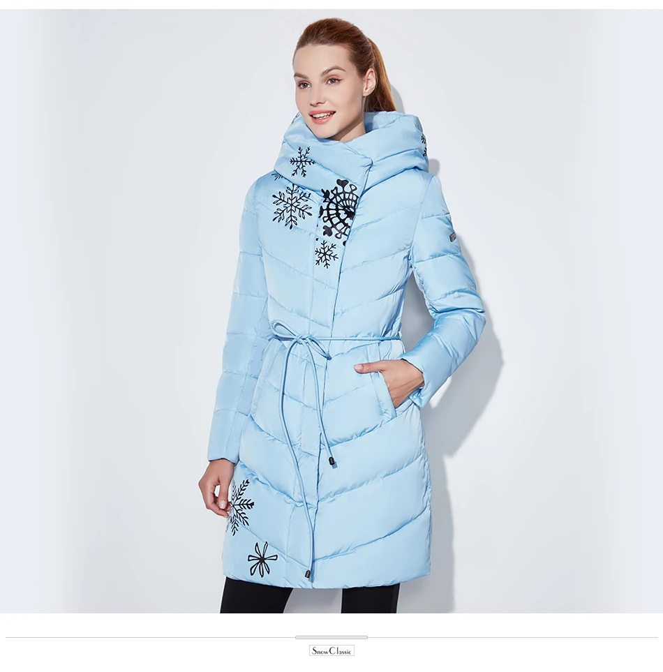 Snowclassic Spring and Autumn Женское печатное хлопковое верхнее пальто с модной и теплой дышащей капюшонкой из шлепанца с капюшоном 17227