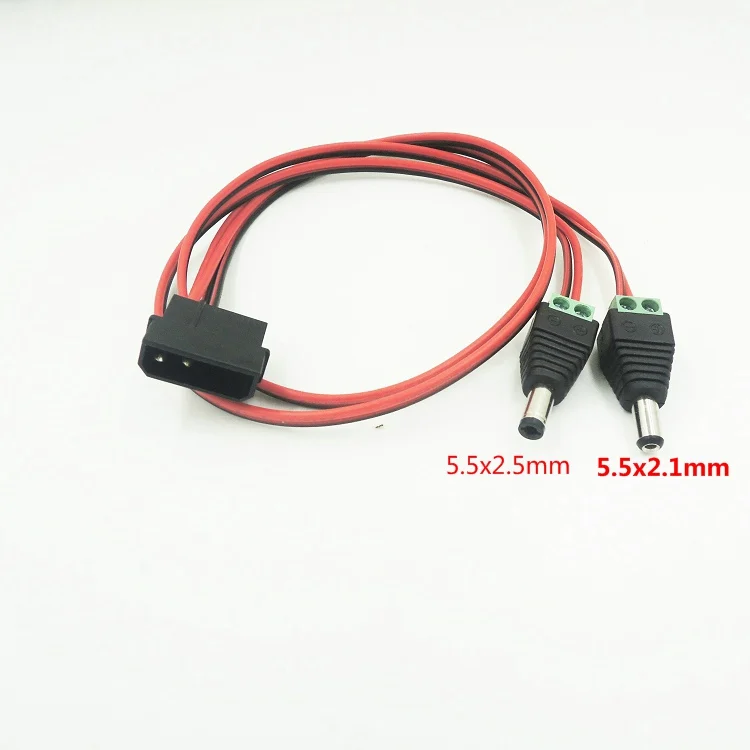 50 шт./лот PC DIY 4-контактный IDE Molex до 12 В DC Разъем питания 5 5x2 1 мм + адаптер |