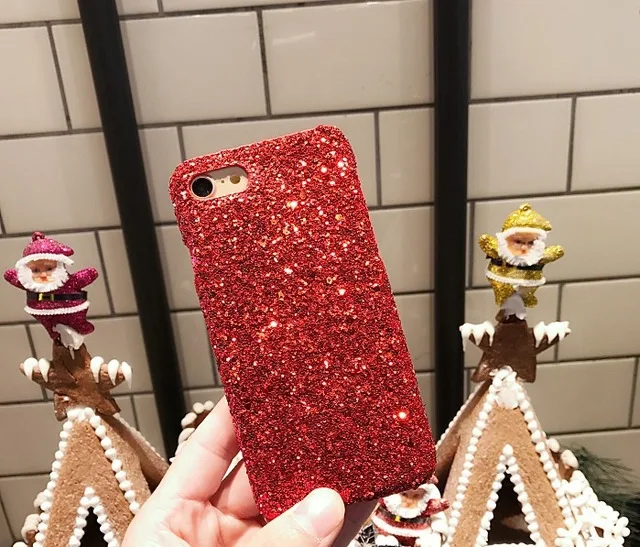 Блестящий чехол для iPhone 6S 7 Plus, жесткий чехол для iPhone XS MAX XR 6 7 8 Plus 5 5S SE, чехол для iPhone X, Рождественский чехол s