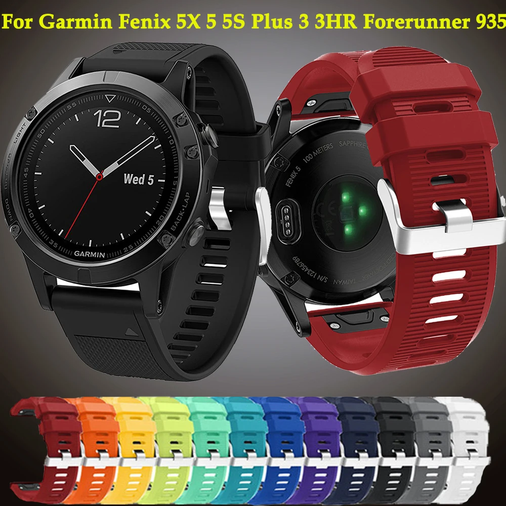Ремешок силиконовый для Garmin Fenix 5X 5 5S Plus 3 3HR Forerunner 935 watch GPS 26 22 20 мм|Ремешки часов| |