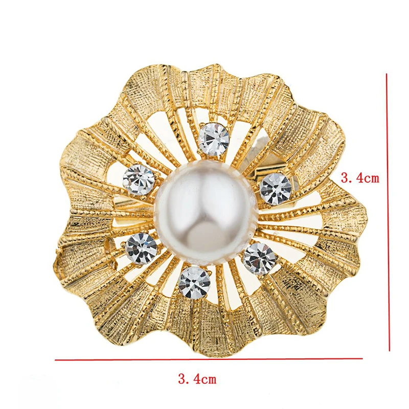 Элегантный жемчуг кристалл цветок брошь шпильки золотистого цвета Loverly Стразы