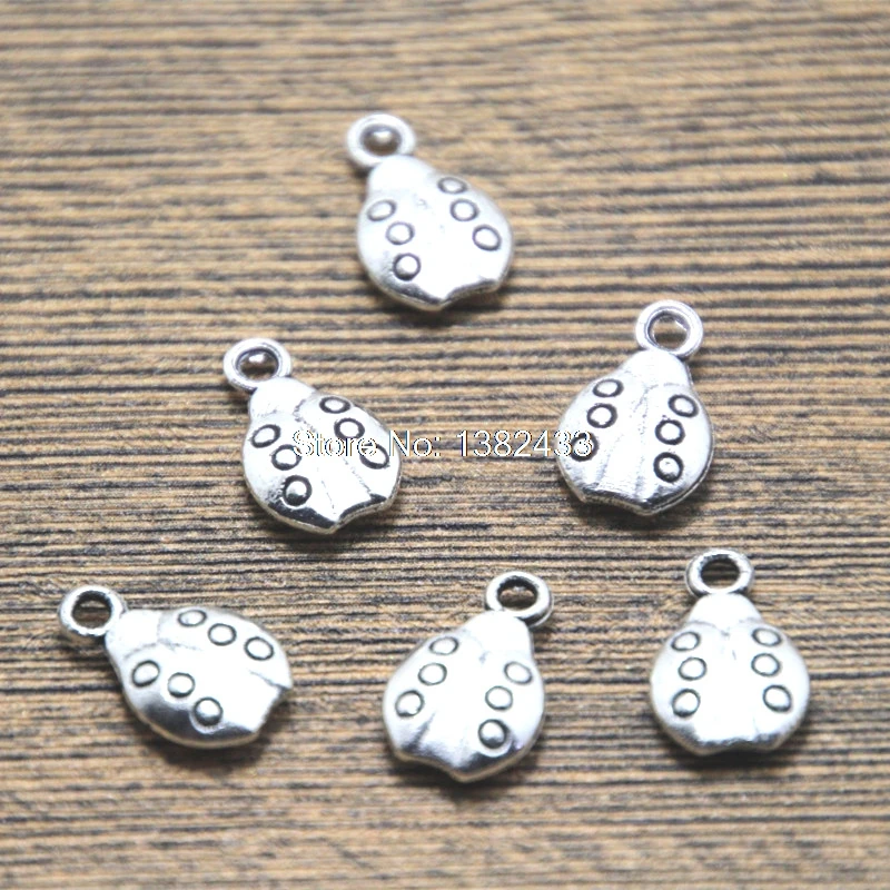 25pcs ladybug charms silver tone 2 sided ladybug charm pendants 15x9mm
